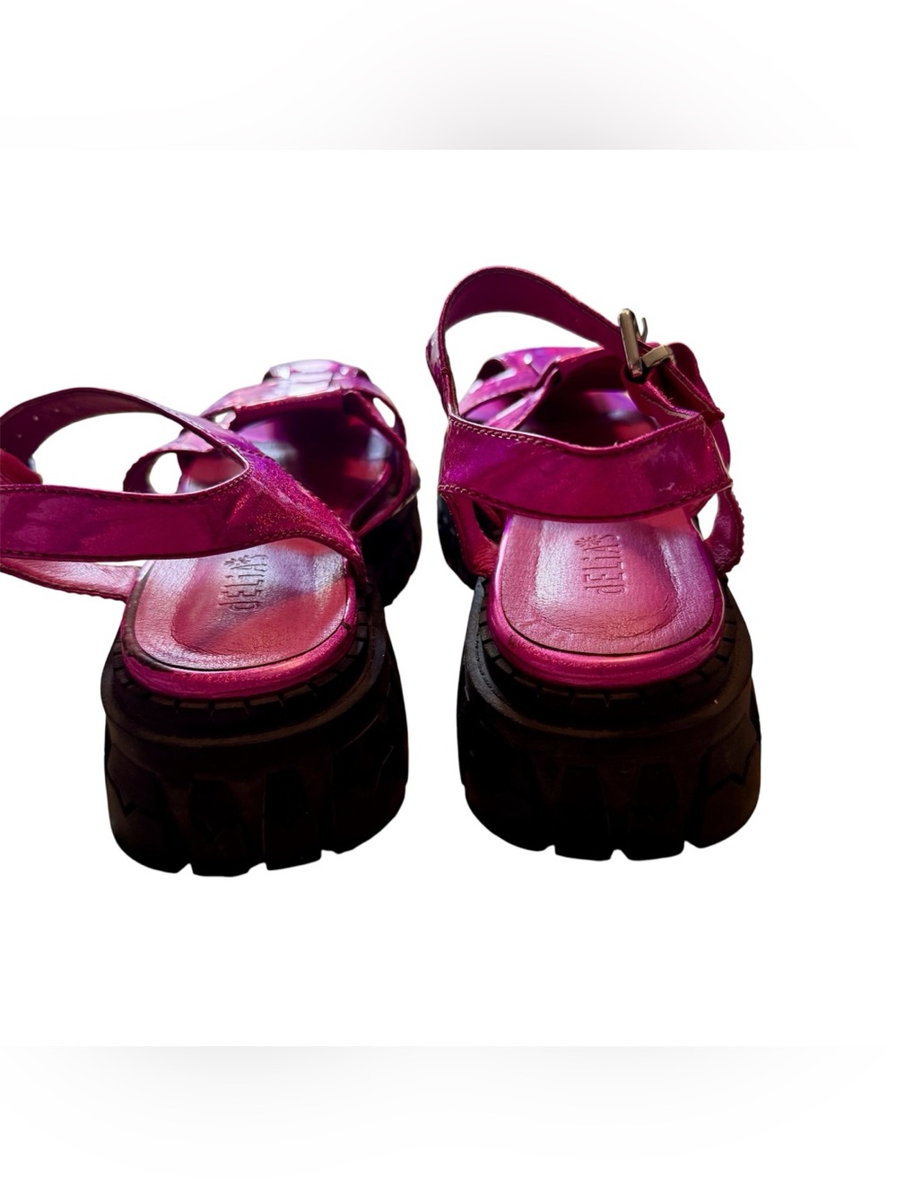 dELiA*s Metallic Fuchsia Glitter Chunky Sole Sandals - Picture 3 of 8